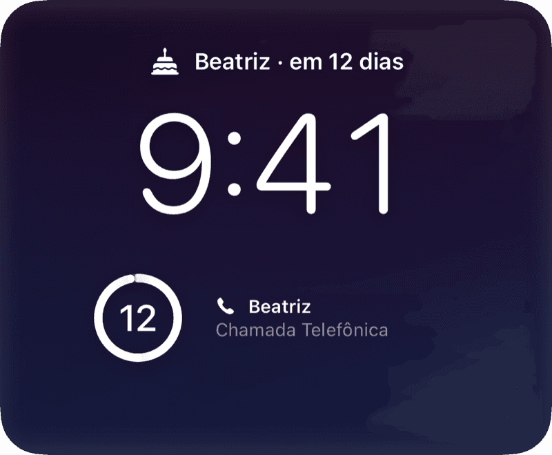 Na tela bloqueada e no StandBy