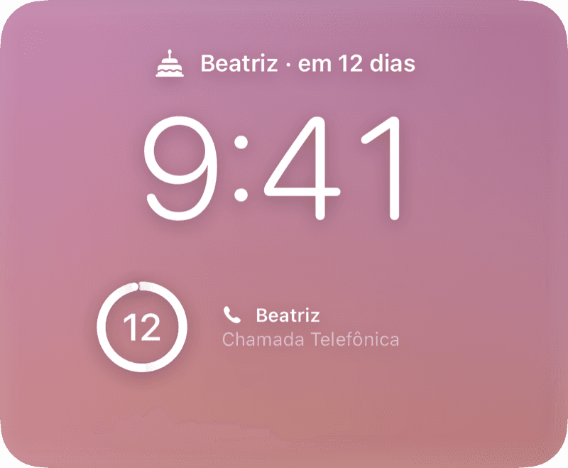 Na tela bloqueada e no StandBy